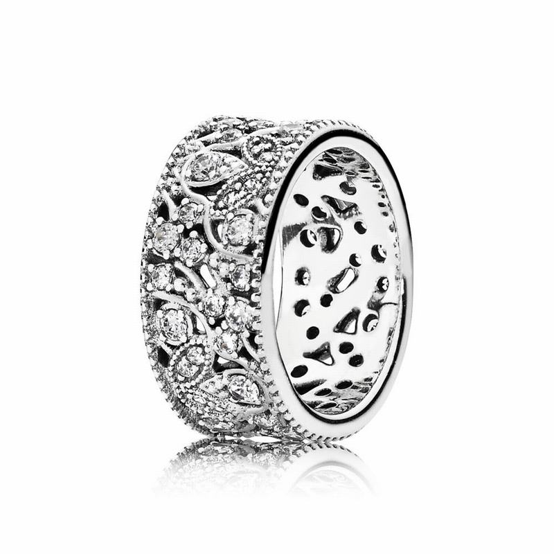 Pandora Australia ShimmeStackable Ring Leaves Stackable Ring - Sterling Silver | YCJNPA175